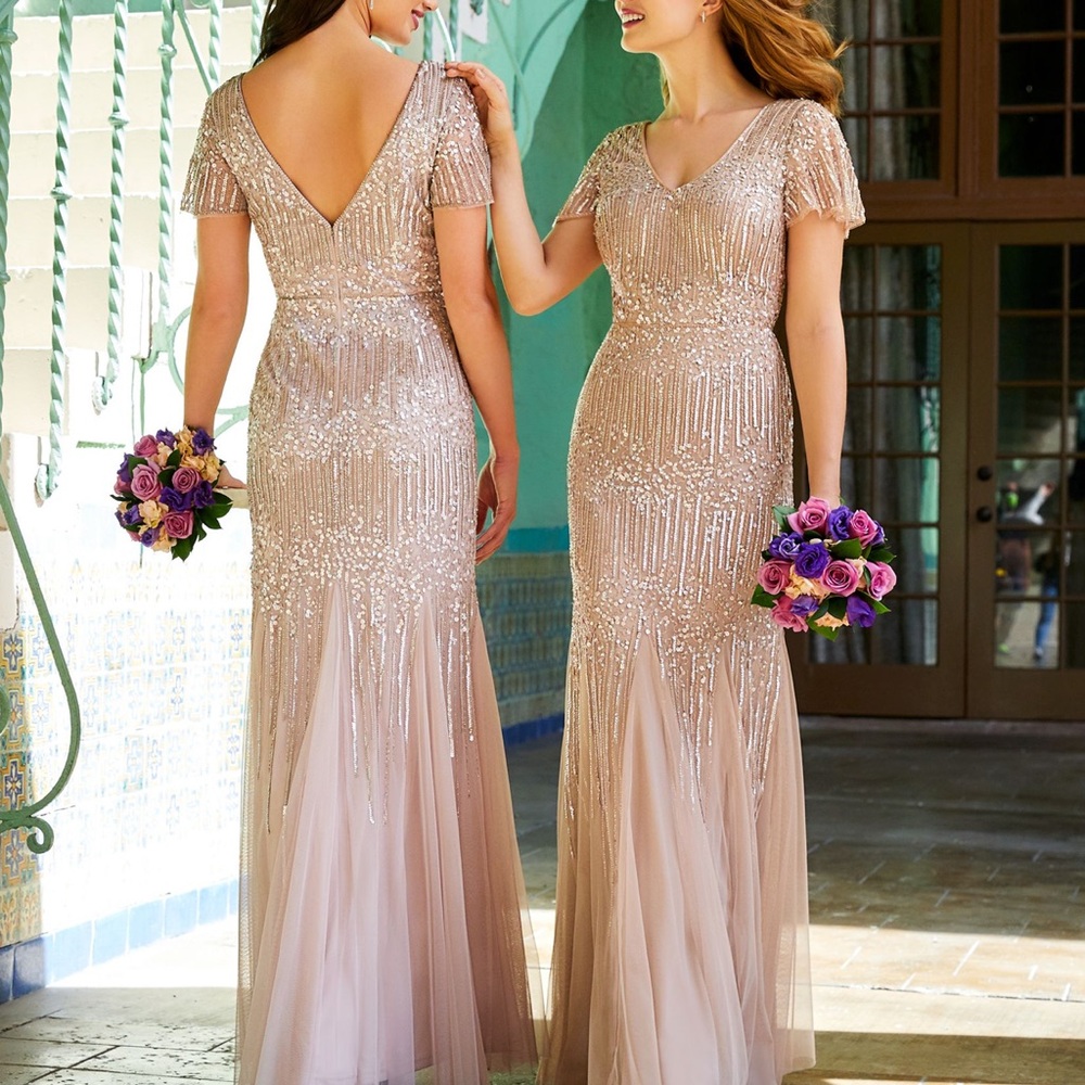 Adriana Papell Floral Beadwork Dress